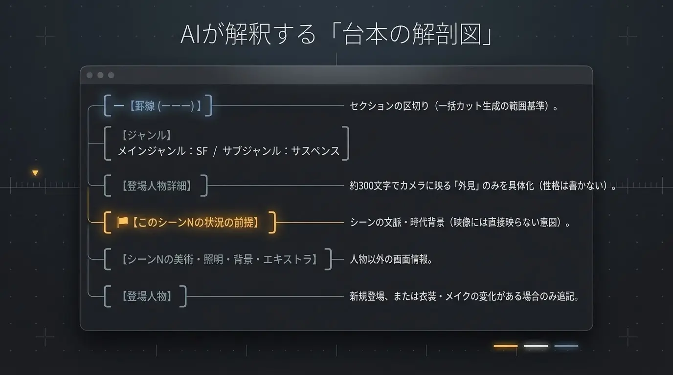 生成される台本の全体のかたちのイメージ