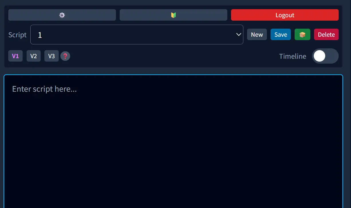 Script area (Script and New button)